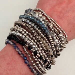 Silver Beaded Bracelet Stack